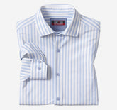 Men's XC4® Motion Long-Sleeve Dress Knit Shirt - Blue/White Stripe