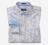 Men's Printed Cotton Shirt - White Dotted Paisley