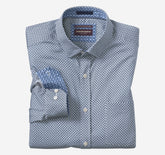 Men's Printed Cotton Shirt - White/Navy Fan