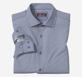 Men's XC4® Motion Long-Sleeve Dress Knit Shirt - Navy Fine Stripe
