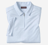 Men's Vintage Birdseye Zip Polo - Light Blue