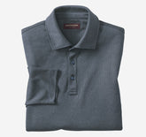 Men's Knit Jacquard Long-Sleeve Polo - Blue