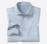 Men's Herringbone Long-Sleeve Polo - Light Blue