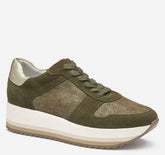Women's Gracie Colorblock Lace-Up - Olive Suede/Italian Metallic Kid Suede