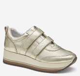 Women's Gracie Double-Strap Sneaker - Gold Italian Metallic Sheepskin/Crinkled Sheepskin