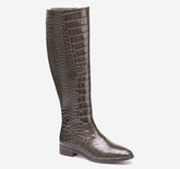 Women's Tinsley Riding Boot - Brown Pearlized Croc Embossed Patent Calfskin