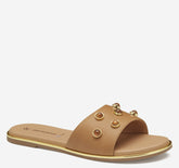 Women's Shayla Embellished Slide - Tan Full Grain Leather
