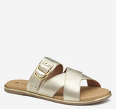 Women's Shayla Cross-Band Slide - Gold Metallic Sheepskin