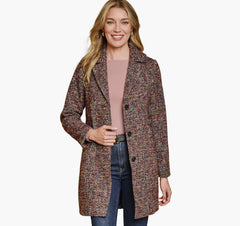 Women's Colorful Tweed Coat - Multi