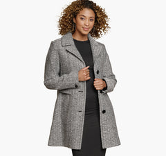 Women's Tweed Coat - White/Black