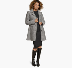 Women's Tweed Coat - White/Black