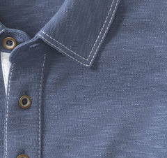 Men's Vintage Slub Long-Sleeve Polo - Blue