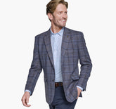 Men's Dress Plaid Blazer - Blue/Tan Plaid