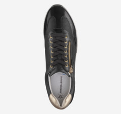 Women's Gracie Side-Zip Lace Up - Black Calfskin/Italian Crinkled Patent Leather