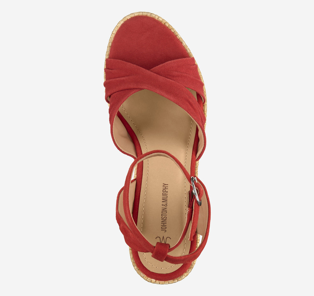 Women's Marcia Cross-Band Sandal - Red Kid Suede