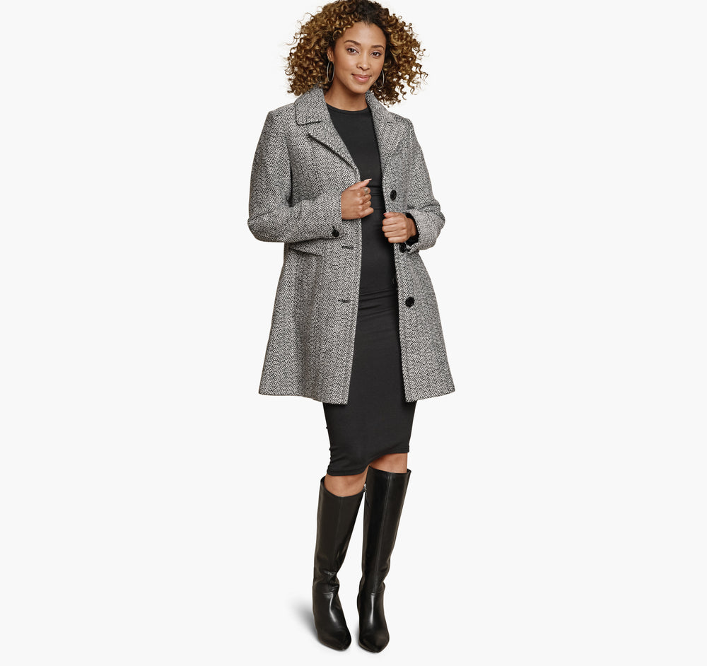 Women's Tweed Coat - White/Black