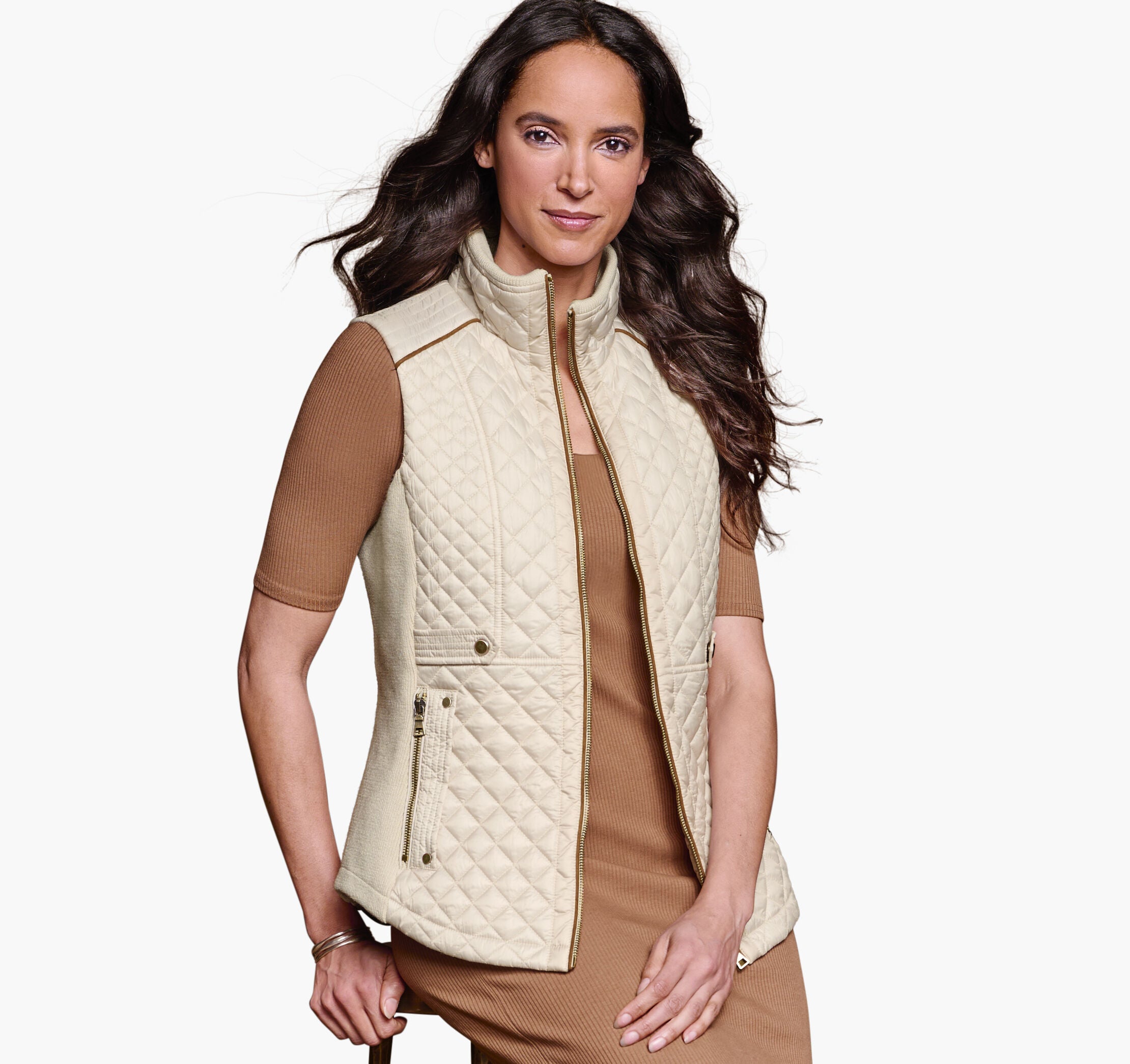 Women's Quilted Vest - Cream