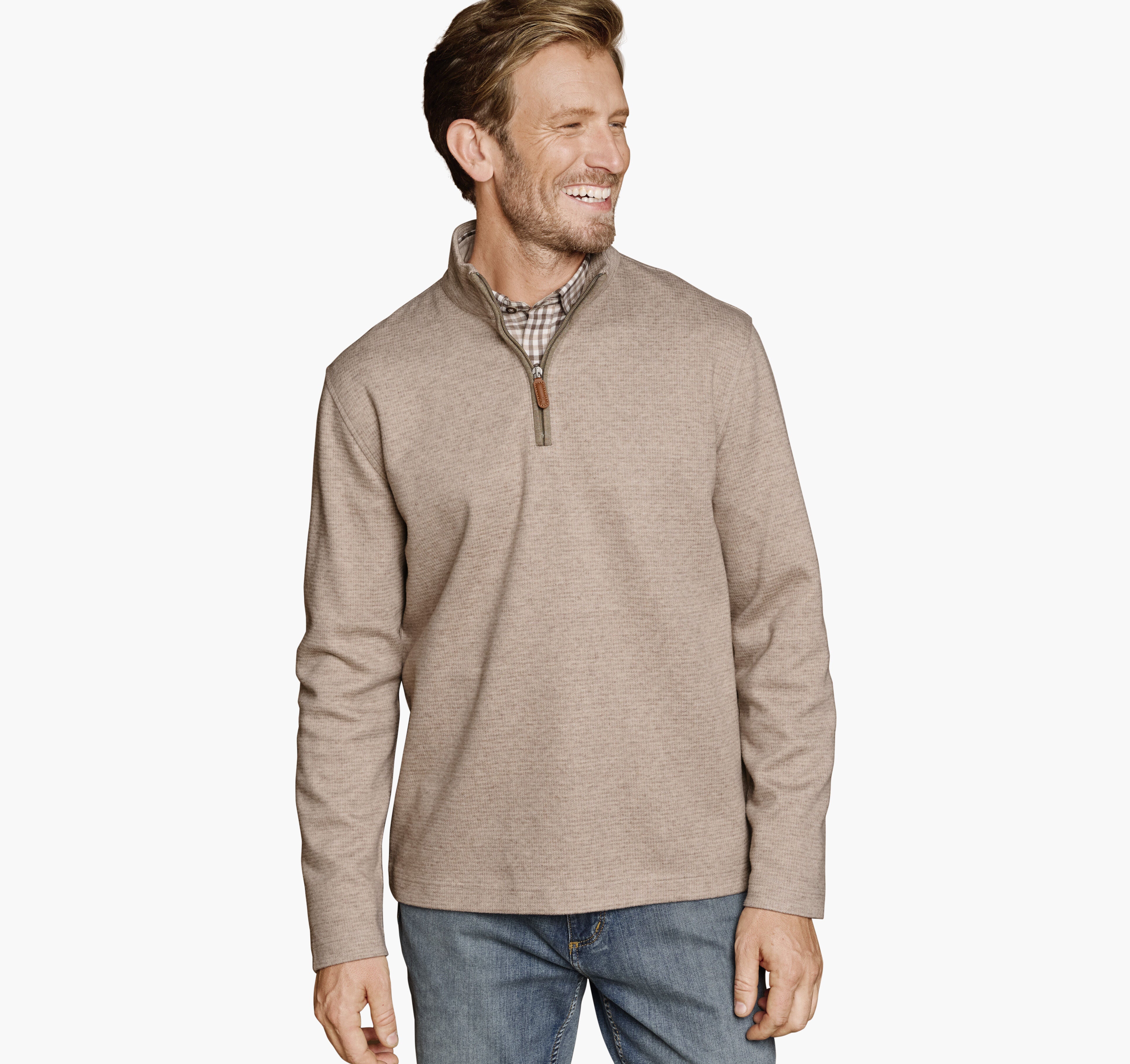 Men's Brushed Quarter-Zip - Oatmeal