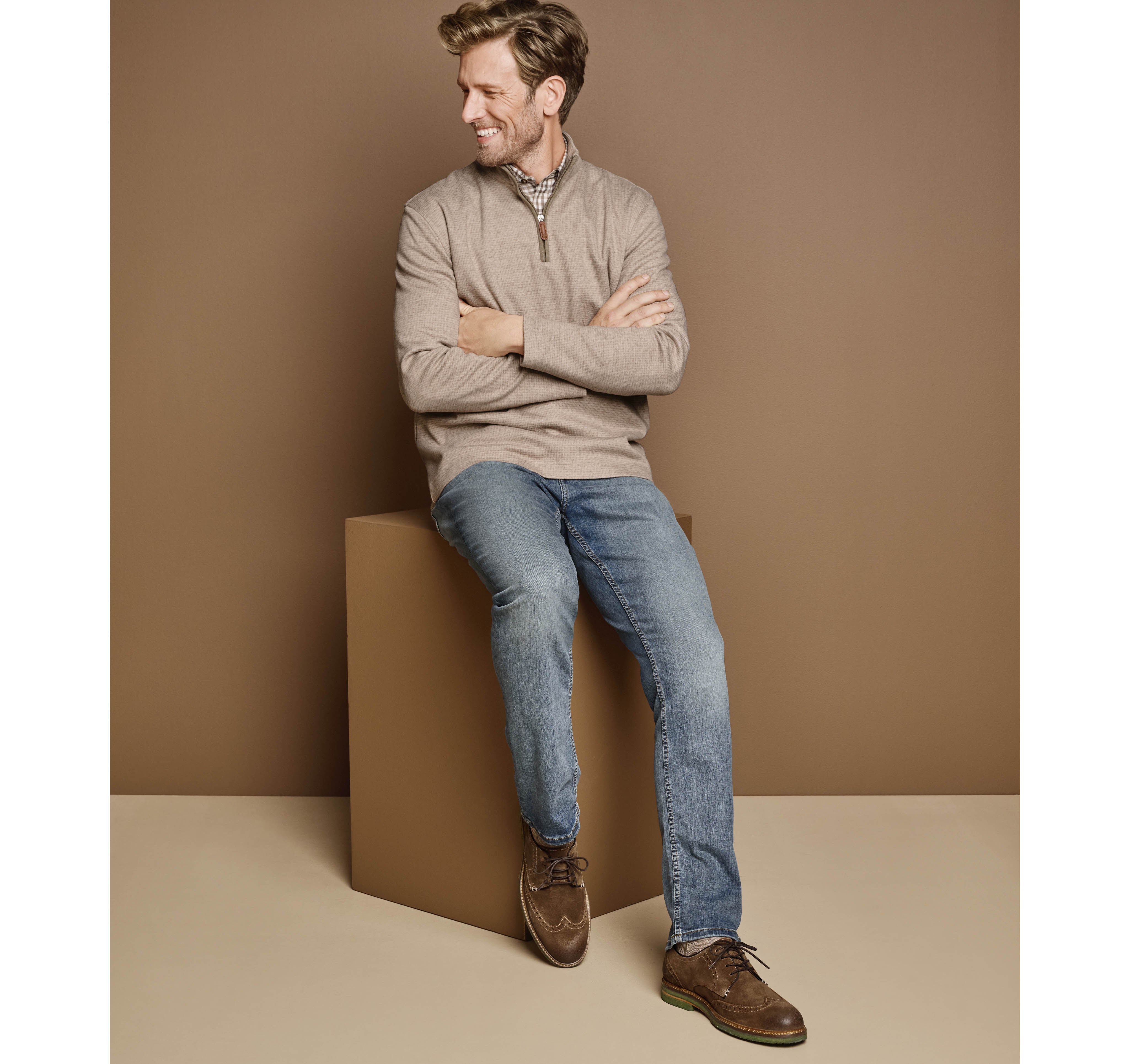 Men's Brushed Quarter-Zip - Oatmeal