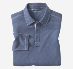Men's Vintage Slub Long-Sleeve Polo - Blue